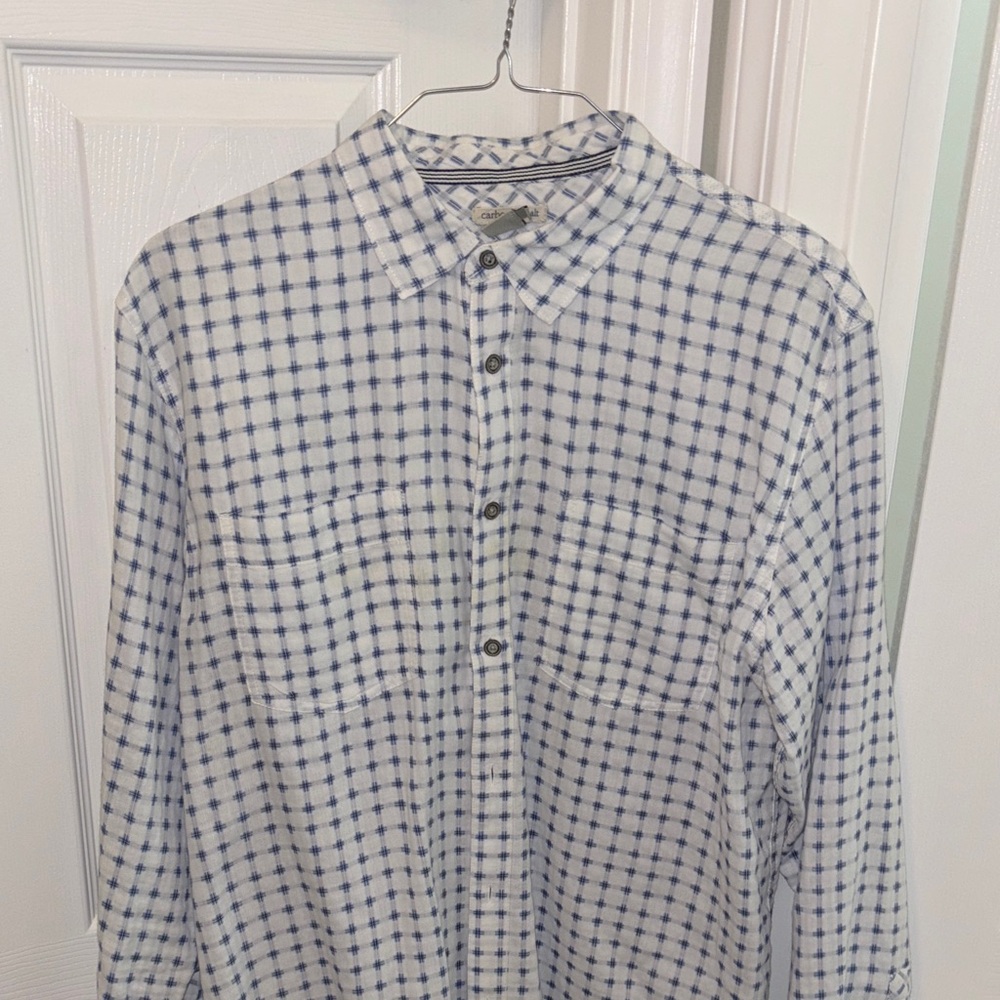 Casual White & Blue Check Button-Up Shirt - Carbon 2 Cobalt